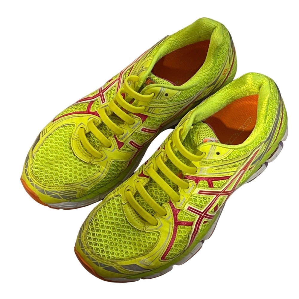Asics Womens GT-2000 2 Running Shoes Flash Yellow Pink Orange T3P8N Size 8